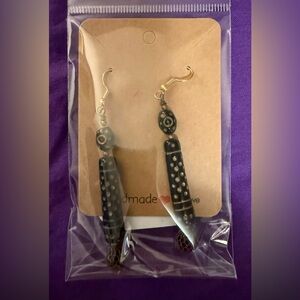 Artisan Black and White Dangle Earrings